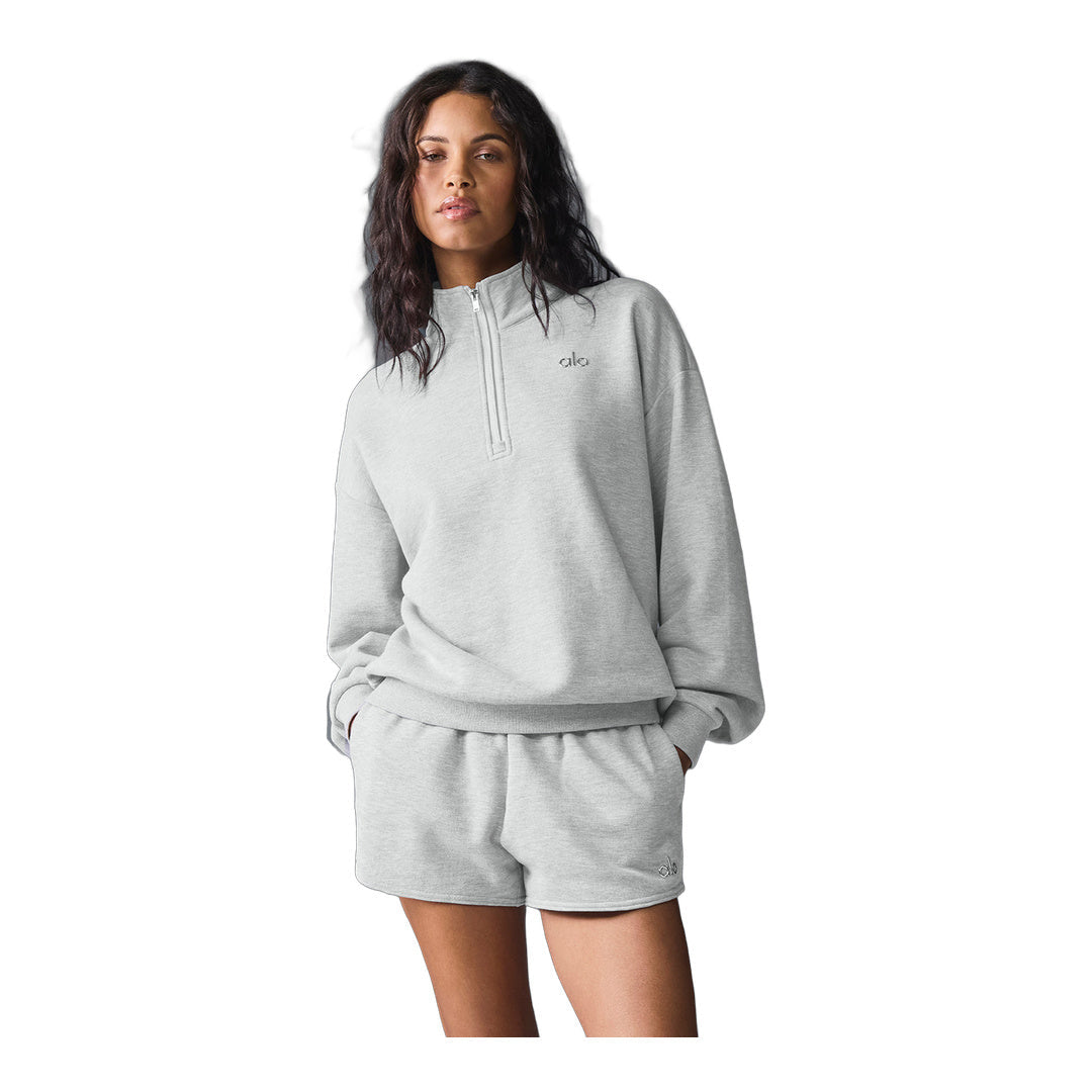 alo Accolade 1/4 Zip Pullover - Athletic Heather Grey by Alo Yoga