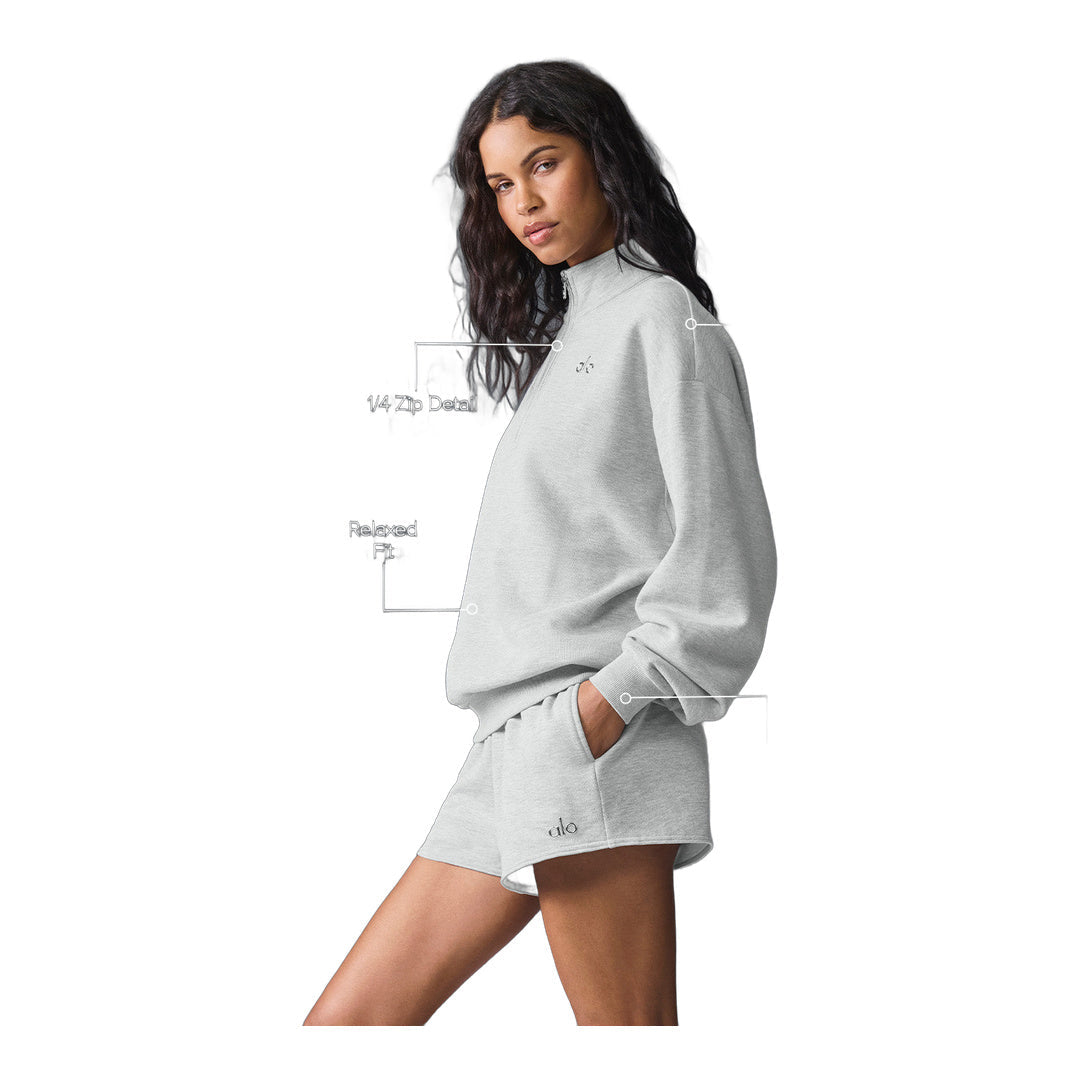 alo Accolade 1/4 Zip Pullover - Athletic Heather Grey by Alo Yoga