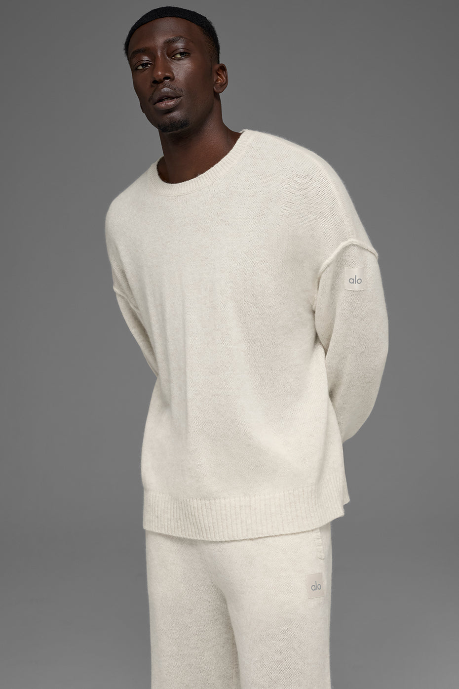 Unisex Wool Cashmere New Class Crewneck Sweater - Bone Heather (MENSU3045R)