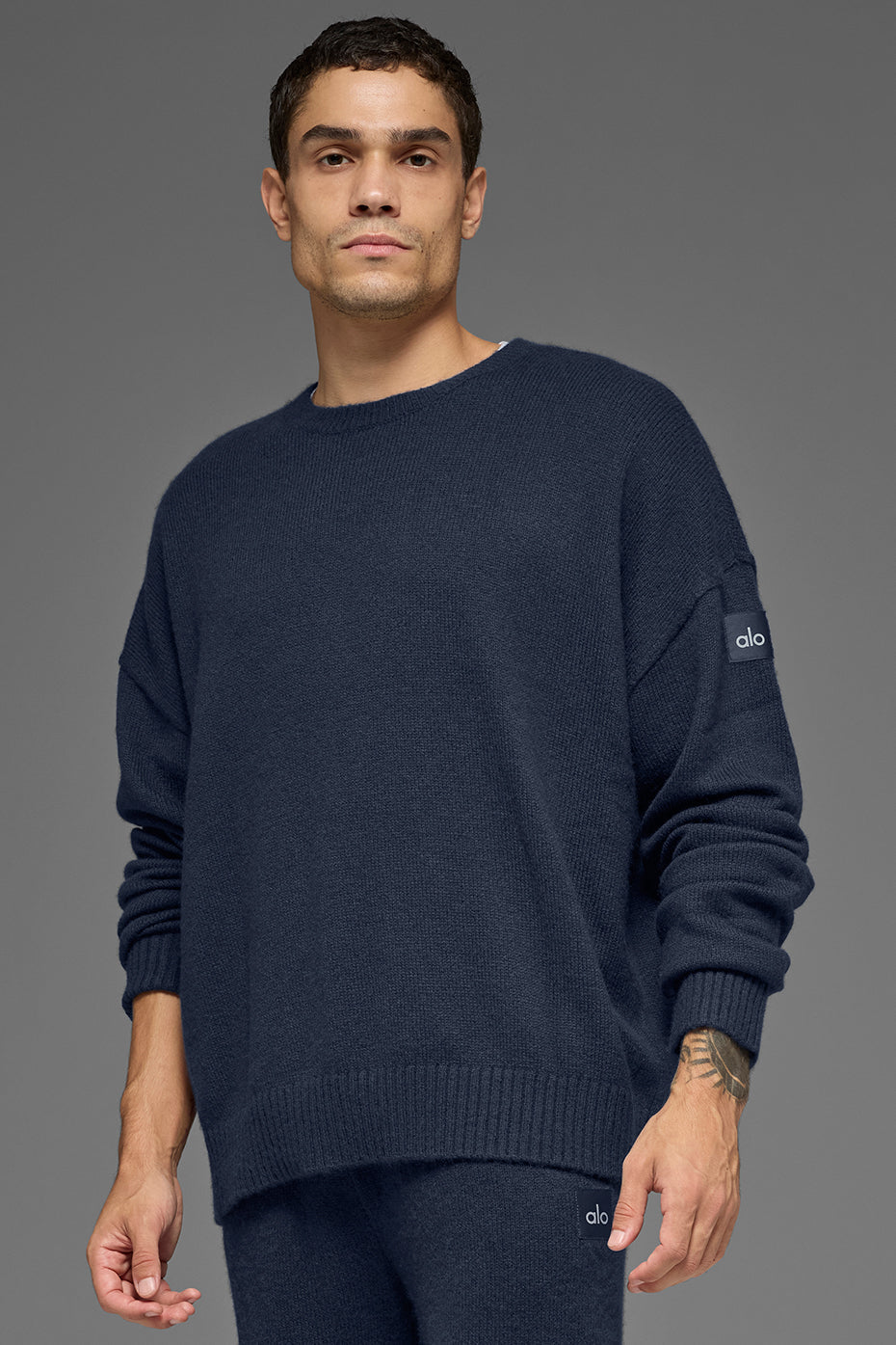Unisex Wool Cashmere New Class Crewneck Sweater - Navy (MENSU3045R)