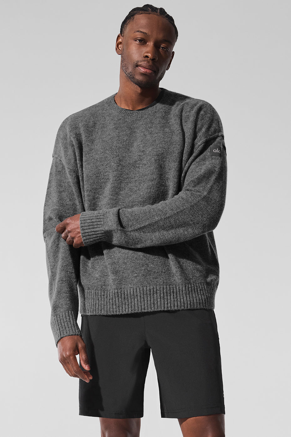 Unisex Wool Cashmere New Class Crewneck Sweater - Platinum Grey (MENSU3045R)