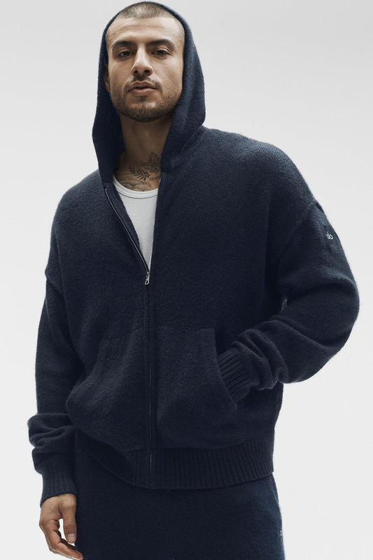 Wool Cashmere New Class Full Zip Hoodie - Navy (MENSU3046R)