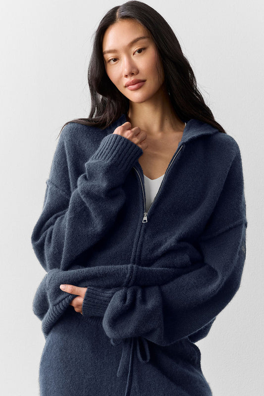 Wool Cashmere New Class Full Zip Hoodie - Navy (U3046R)