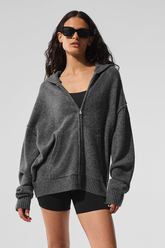 Wool Cashmere New Class Full Zip Hoodie - Platinum Grey (U3046R)