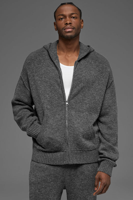 Wool Cashmere New Class Full Zip Hoodie - Platinum Grey (MENSU3046R)