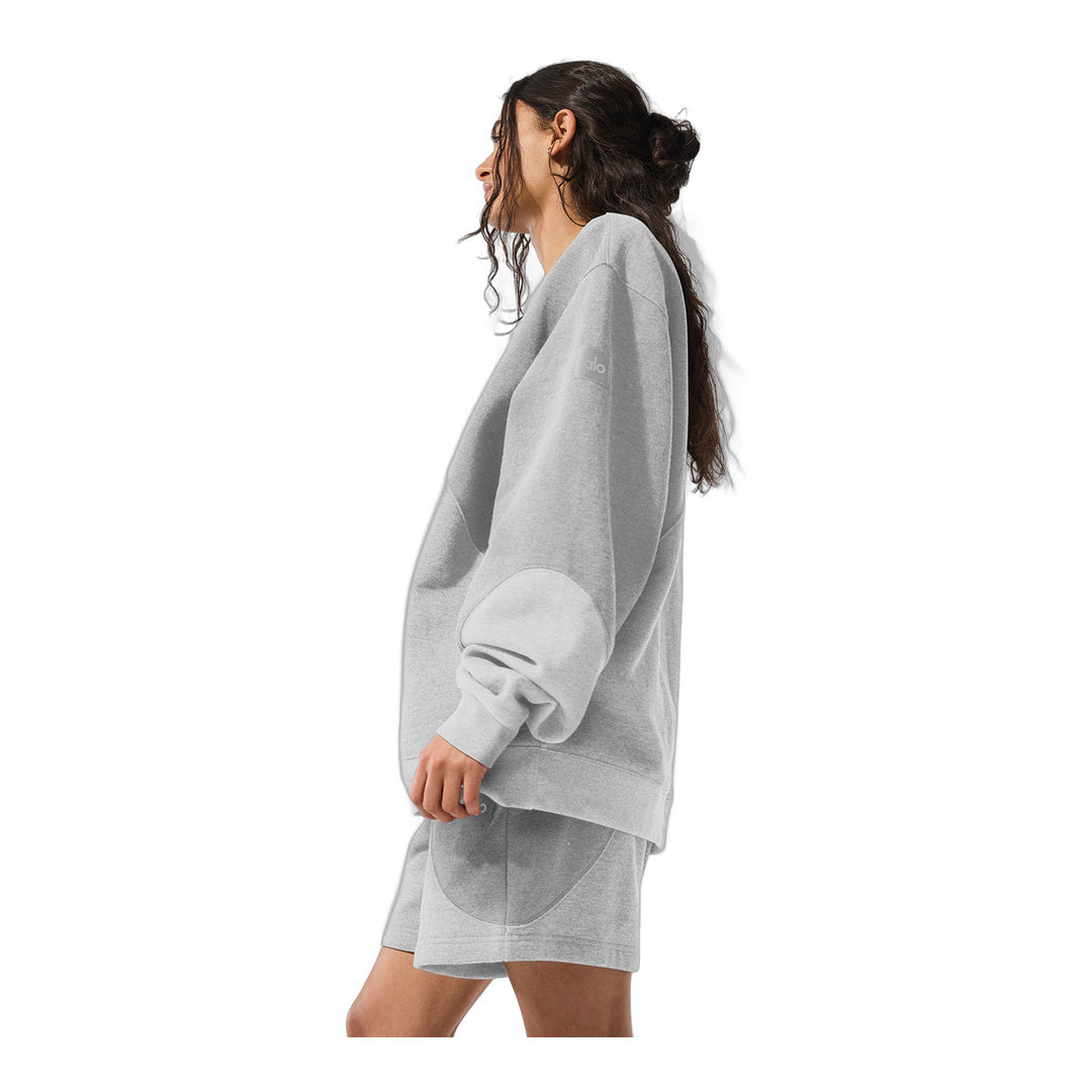 alo Make Waves Crew Neck Pullover - Athletic Heather Grey Tonal by Alo Yoga
