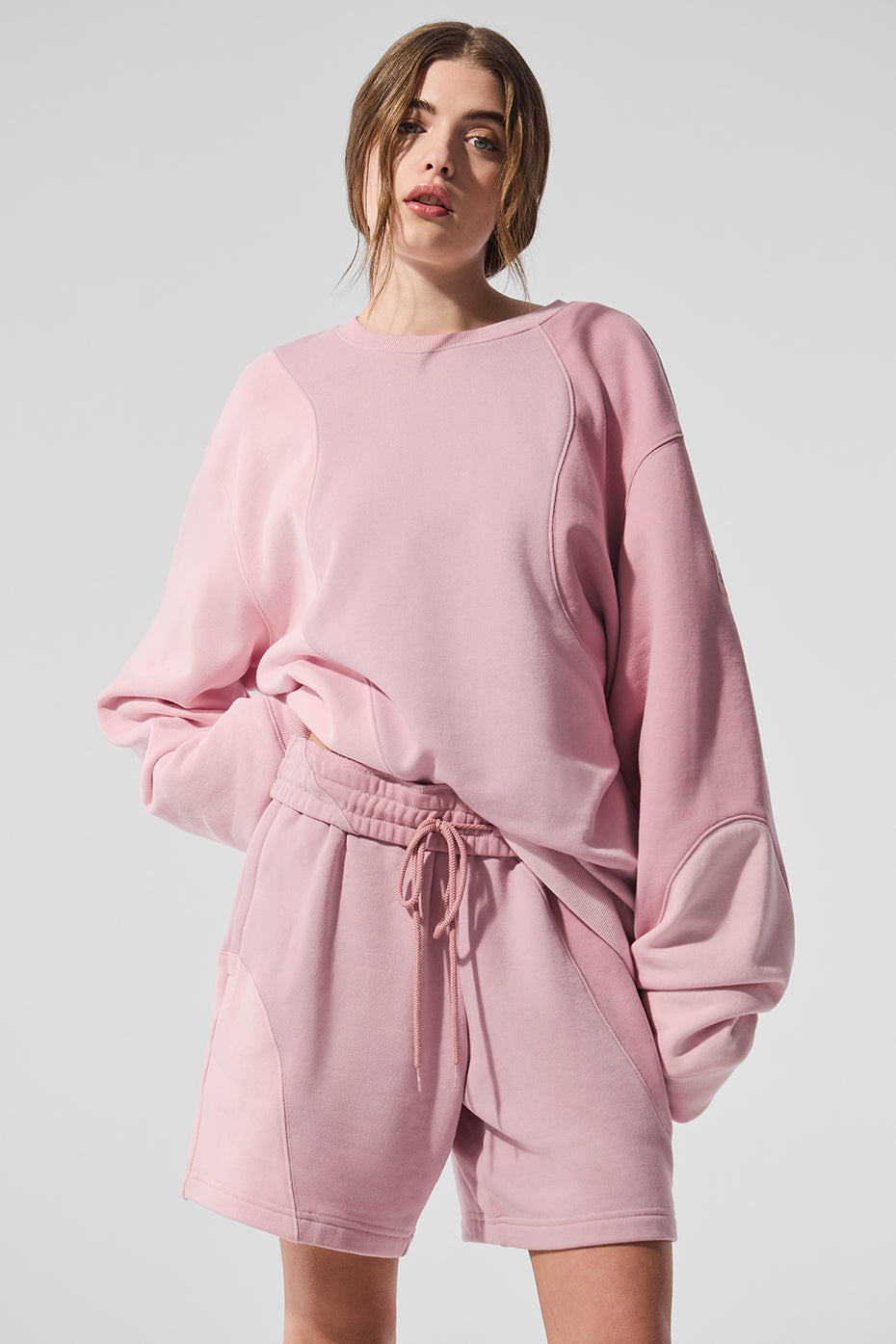 Make Waves Crew Neck Pullover - Sunset Pink Tonal (U3048R)