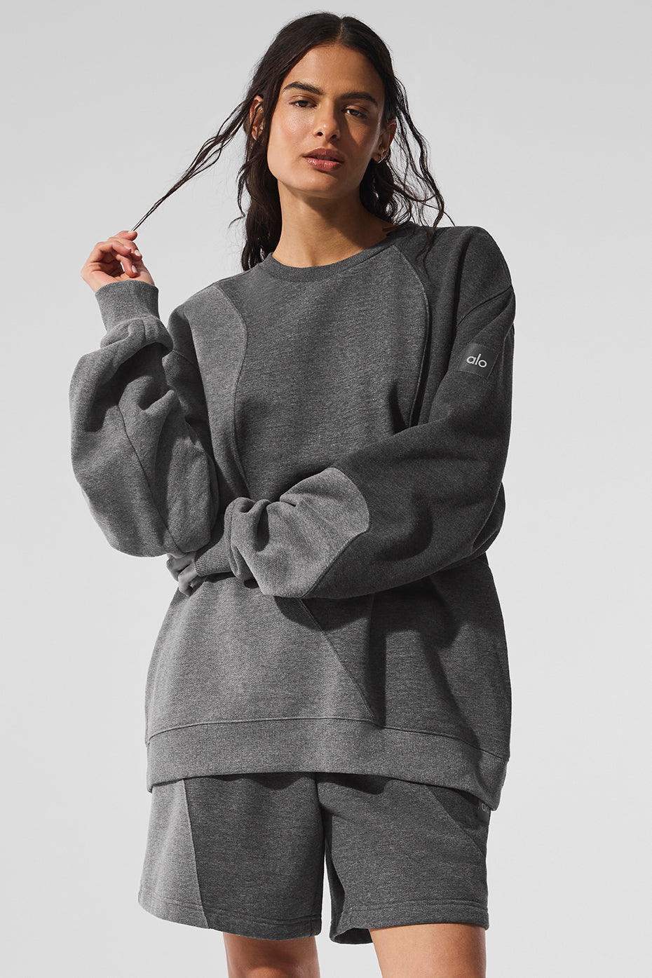 Make Waves Crew Neck Pullover - Dark Heather Grey Tonal (U3048R)