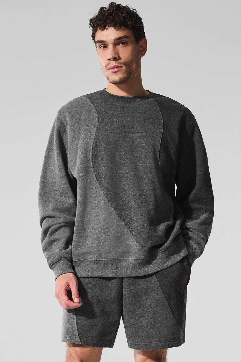 Make Waves Crew Neck Pullover - Dark Heather Grey Tonal (MENSU3048R)