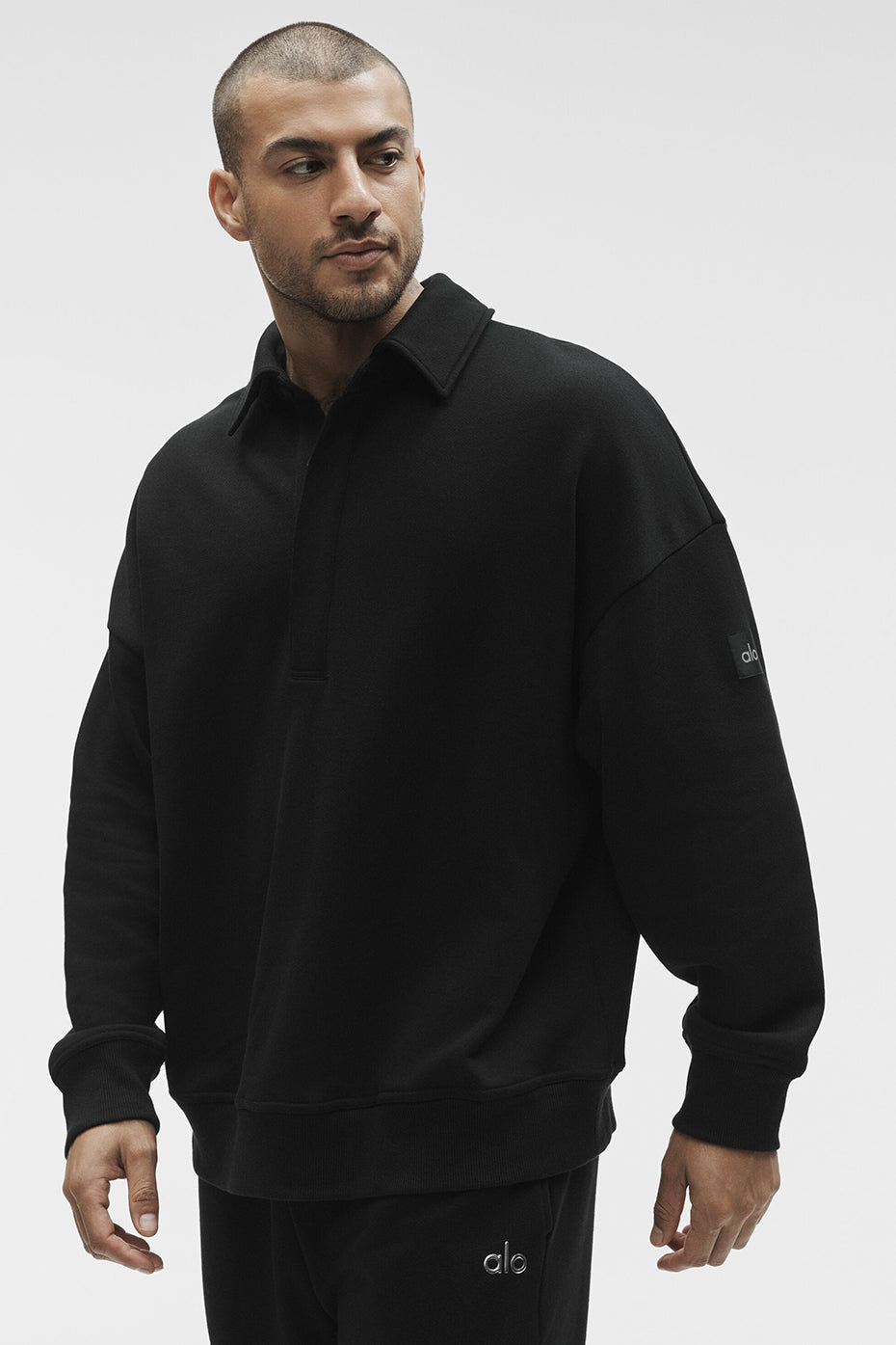 Take It Easy Long Sleeve Henley Pullover - Black (MENSU3055R)