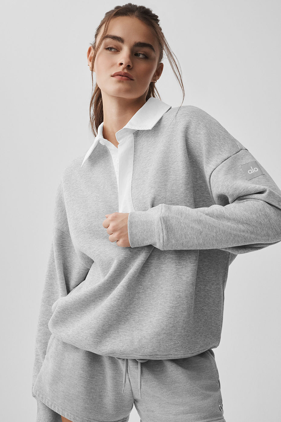 Take It Easy Long Sleeve Henley Pullover - Athletic Heather Grey/White (U3055R)