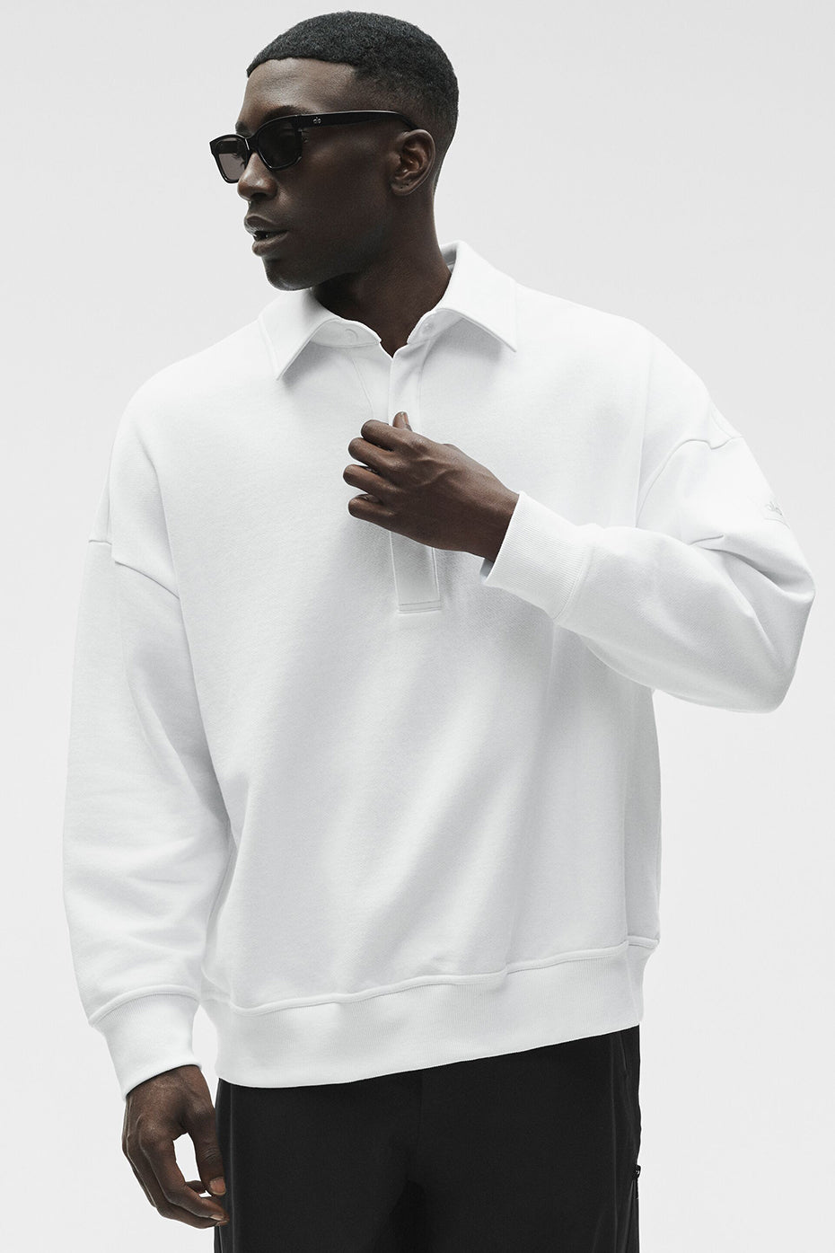 Take It Easy Long Sleeve Henley Pullover - White (MENSU3055R)