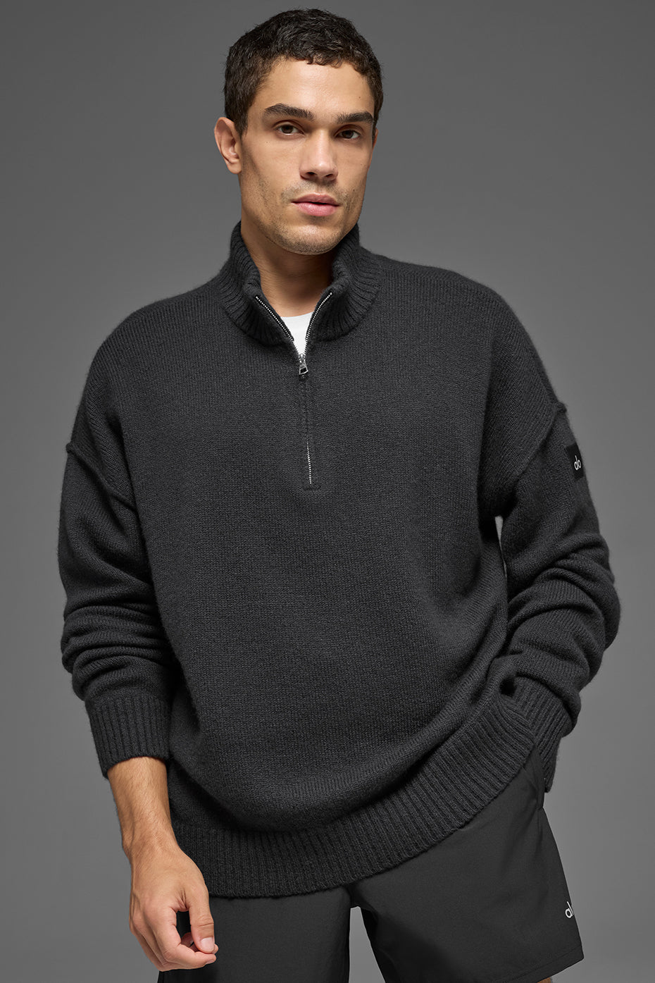 Wool Cashmere New Class 1/4 Zip Pullover - Black (MENSU3056R)