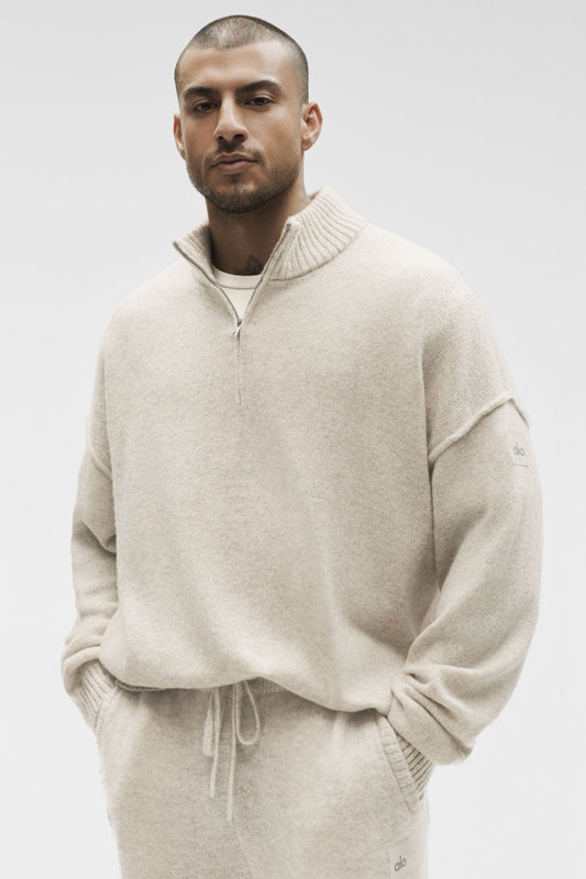 Wool Cashmere New Class 1/4 Zip Pullover - Oatmeal Heather (MENSU3056R)
