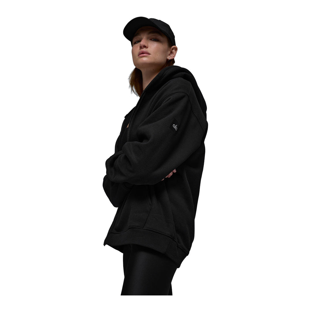 alo Renown Heavy Weight Full Zip Hoodie - Black by Alo Yoga