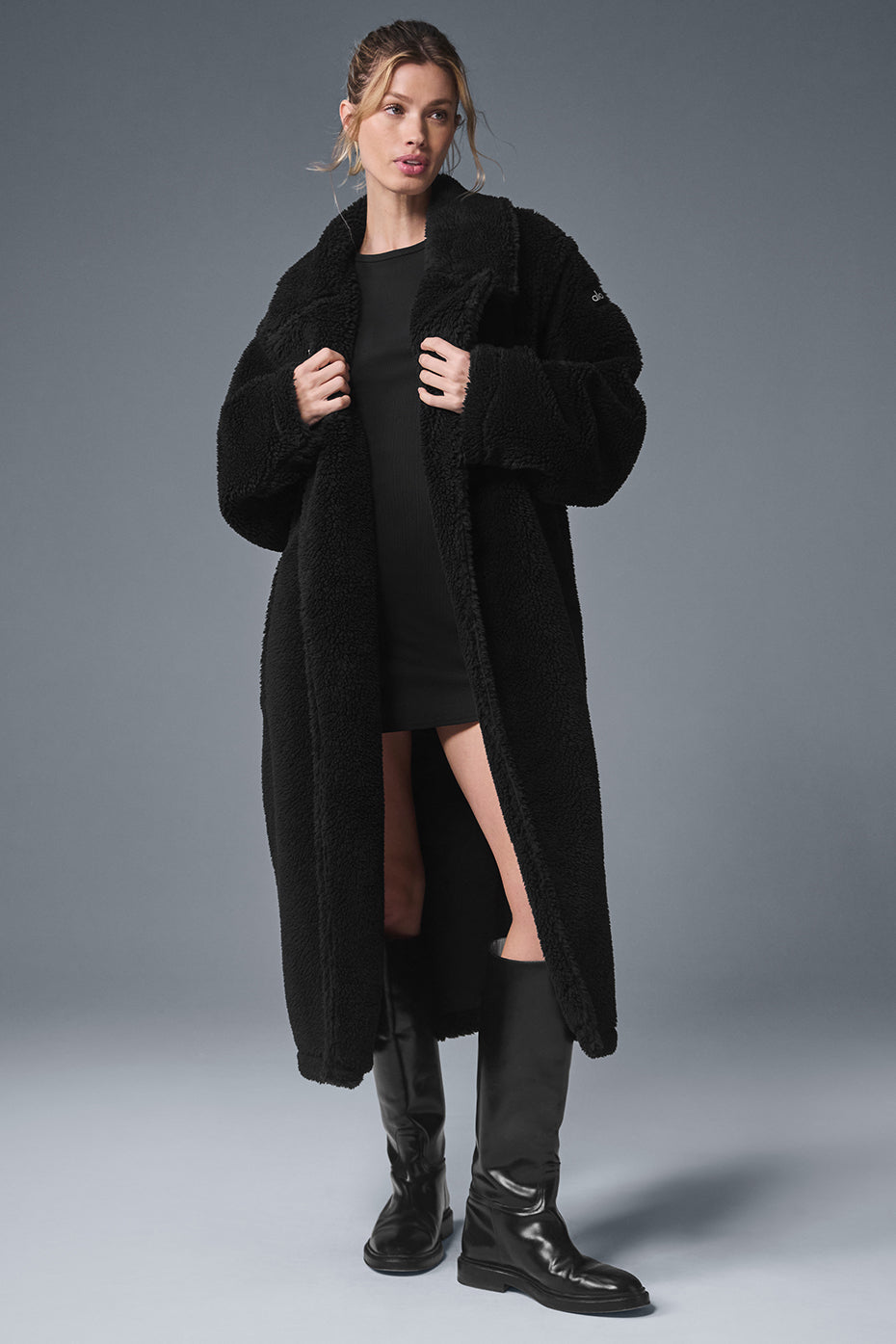 Oversized Sherpa Trench - Black (W4401R)