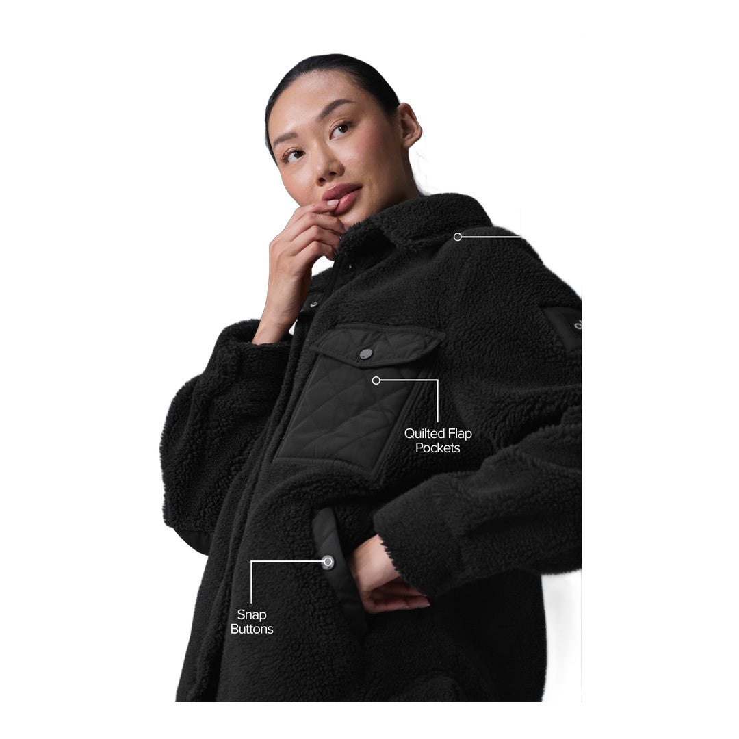 alo Sherpa Edge Shacket - Black by Alo Yoga