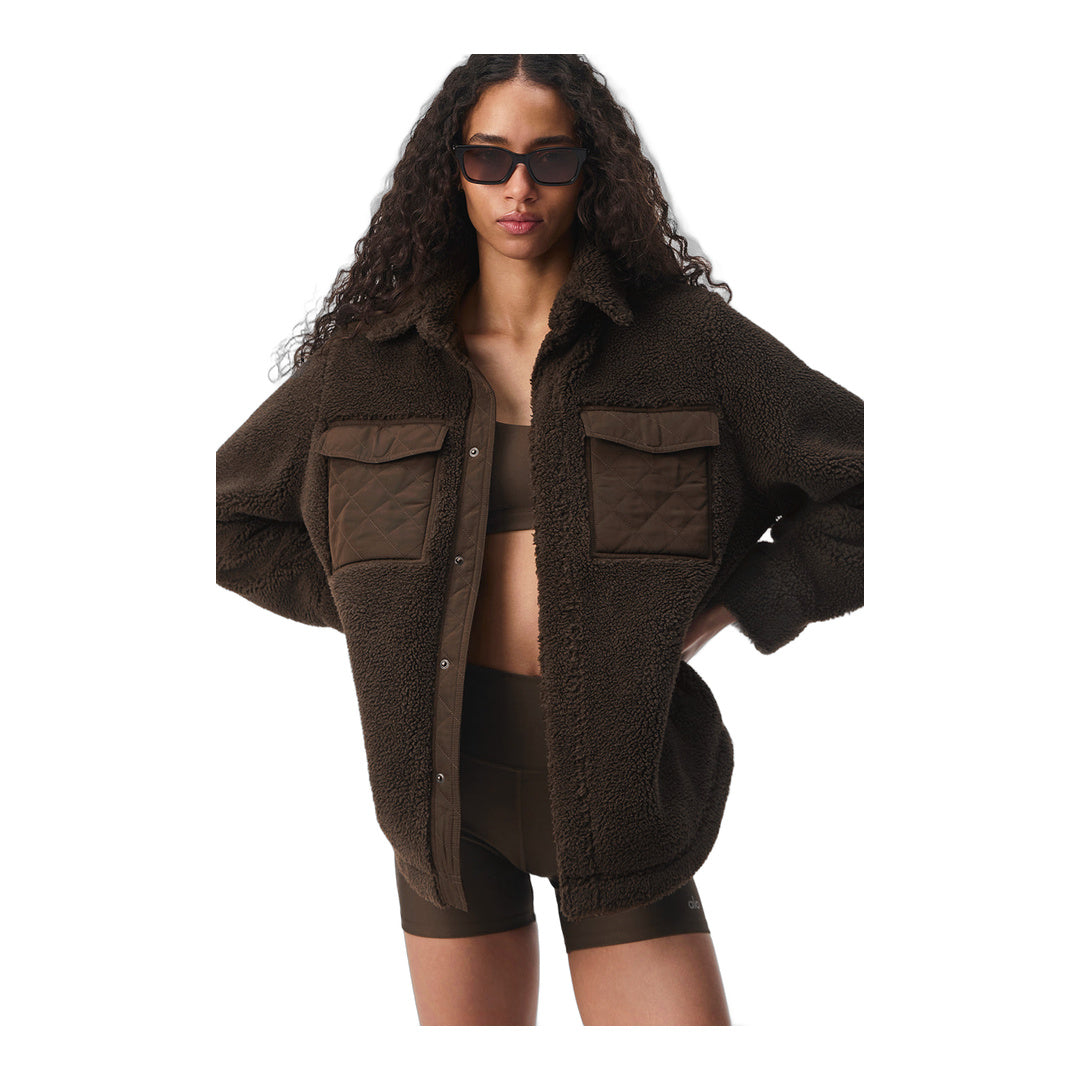 alo Sherpa Edge Shacket - Espresso by Alo Yoga