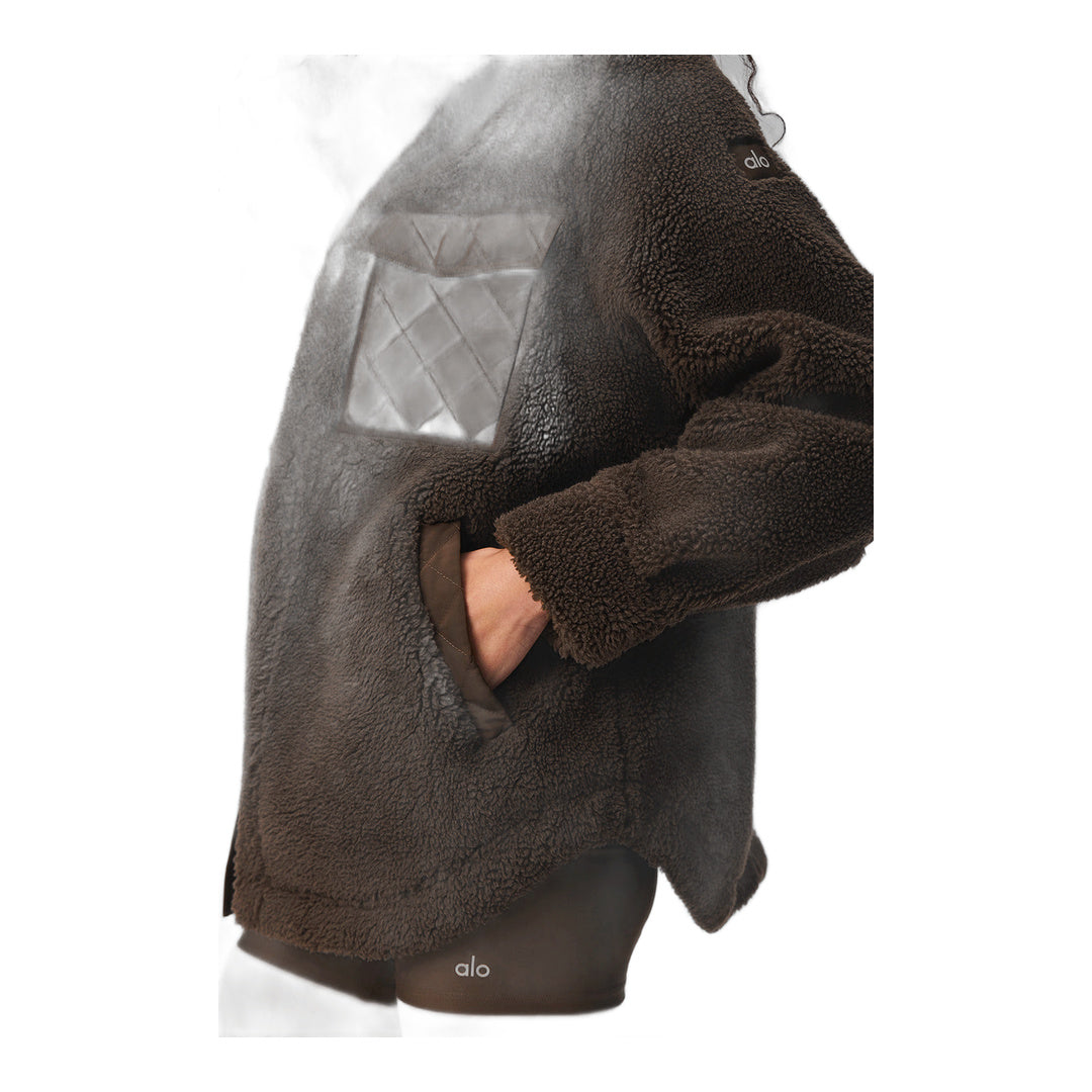 alo Sherpa Edge Shacket - Espresso by Alo Yoga