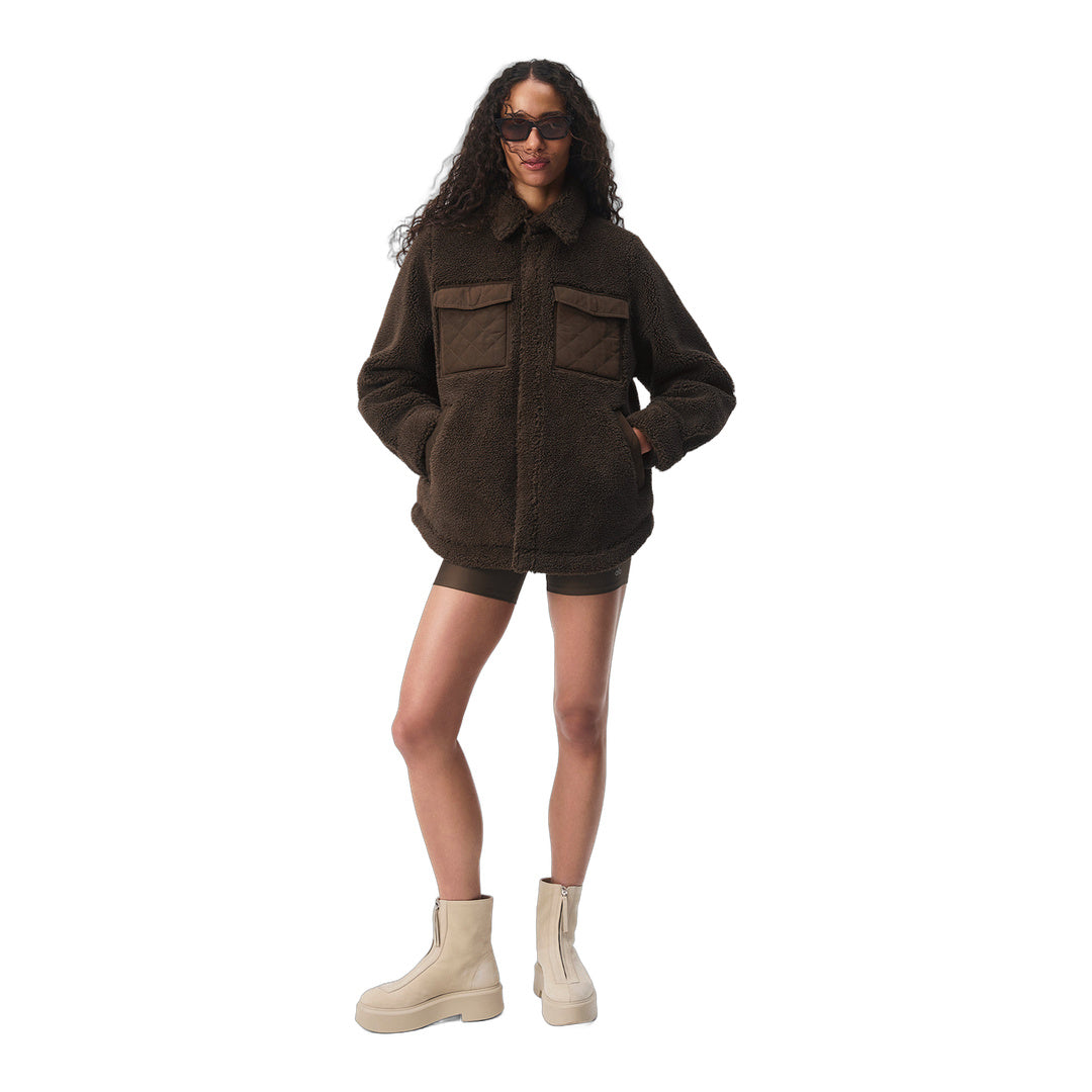alo Sherpa Edge Shacket - Espresso by Alo Yoga