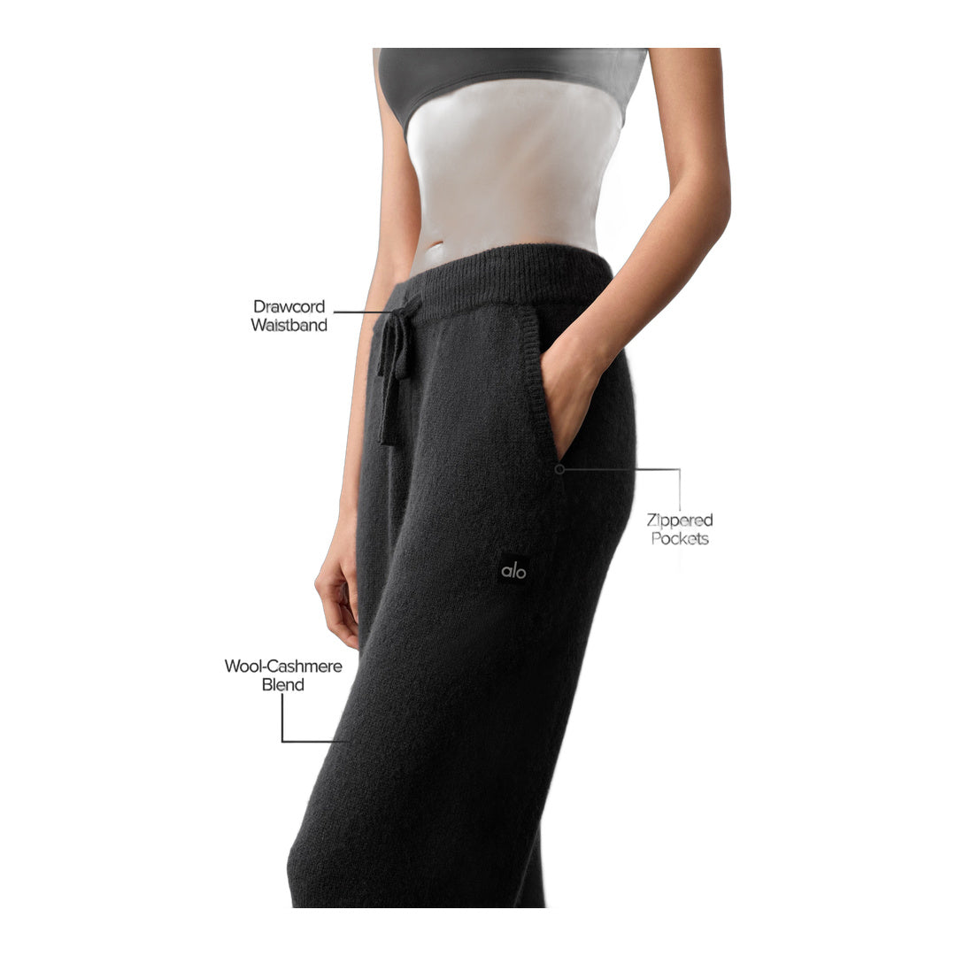 alo Wool Cashmere New Class Sweatpant - Black by Alo Yoga