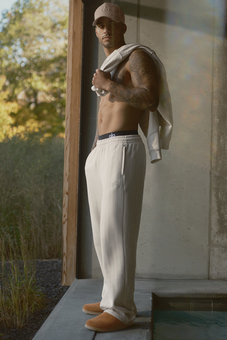 Pinstripe Straight Leg Sweatpant - Bone Pinstripe (MENSU5023R)