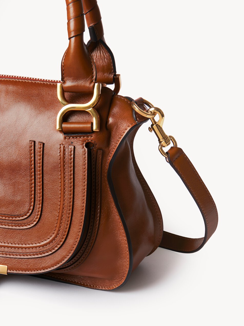 CHLOE Small Marcie bag in shiny leather Clay Brown by CHLOE