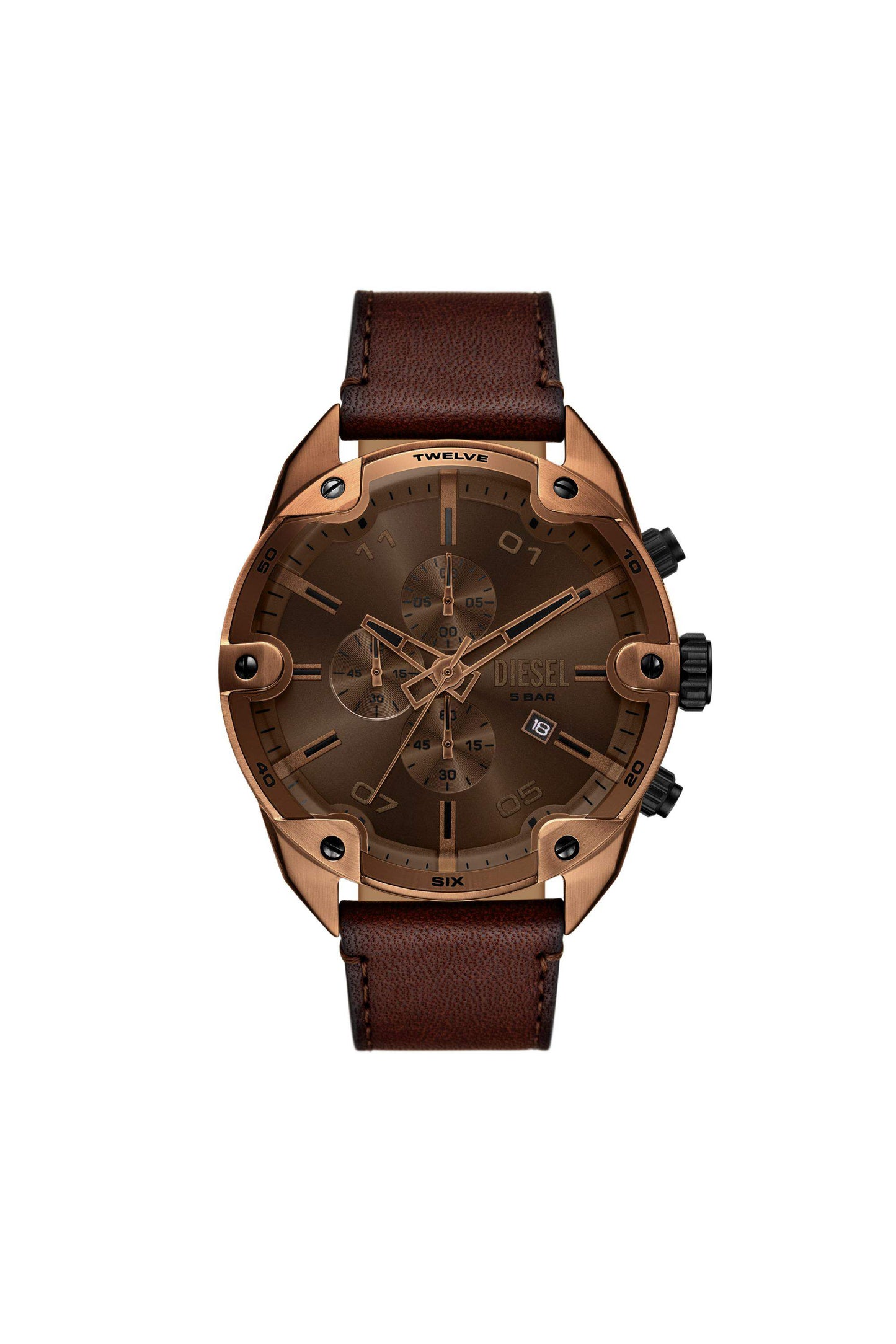 Brown Spiked Brown Leather Watch