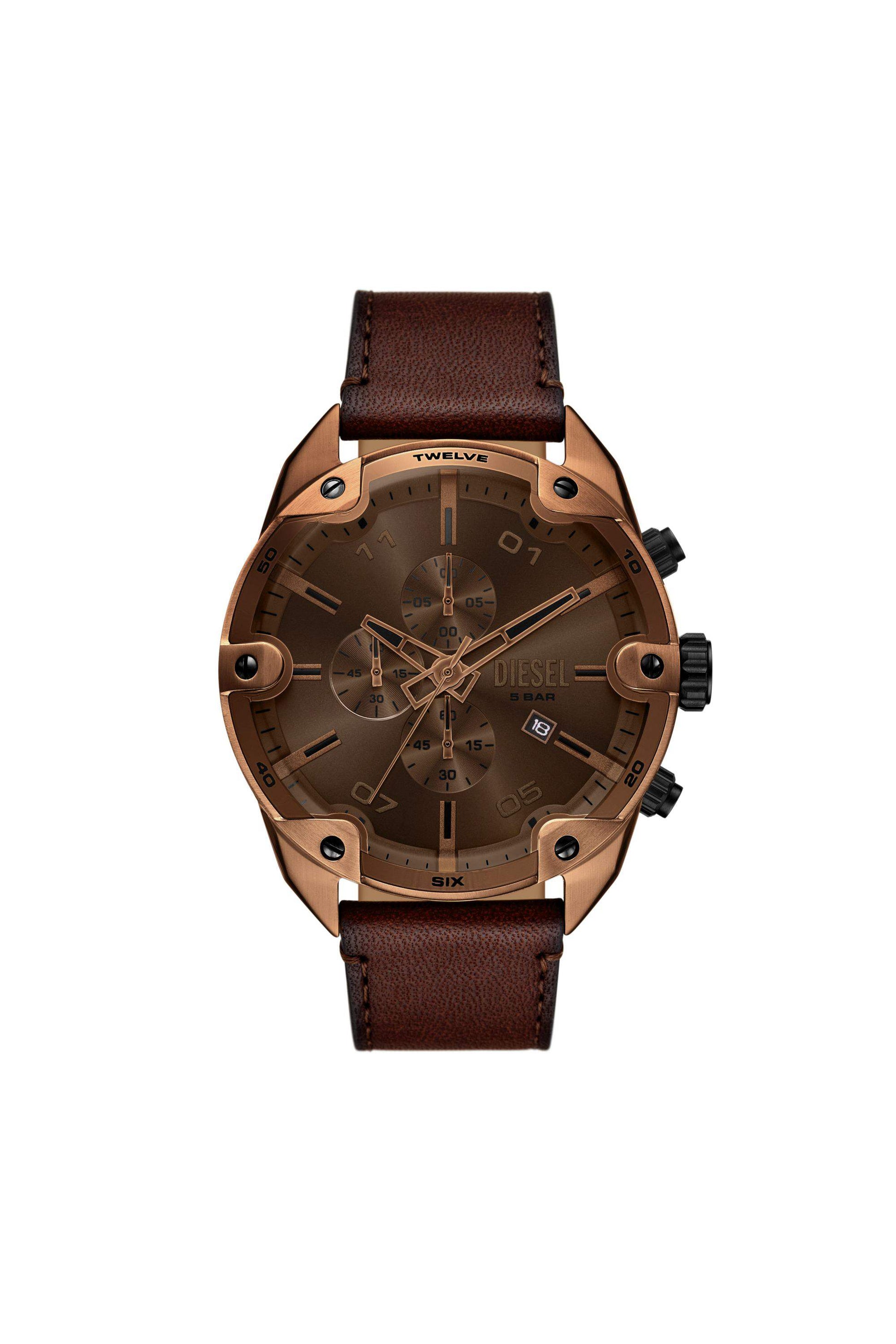 Brown Spiked Brown Leather Watch