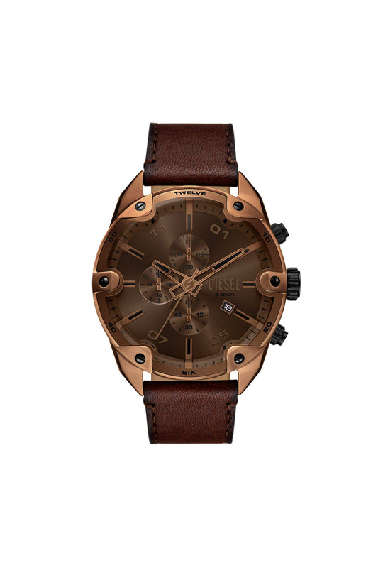 Brown Spiked Brown Leather Watch