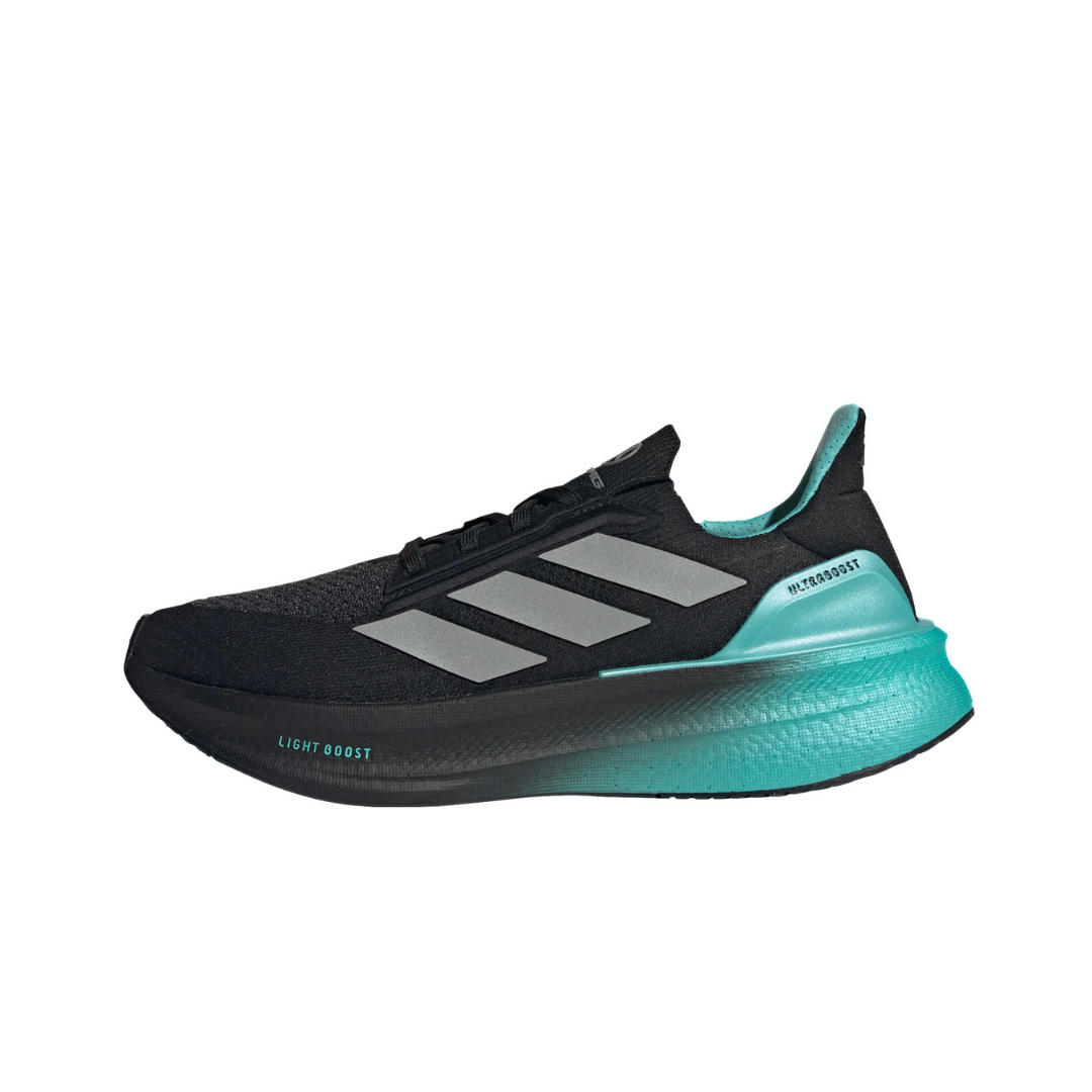 adidas ULTRABOOST 5 MERCEDES AMG Core Black Silver Metallic Semi Mint Rush by ADIDAS RUNNING
