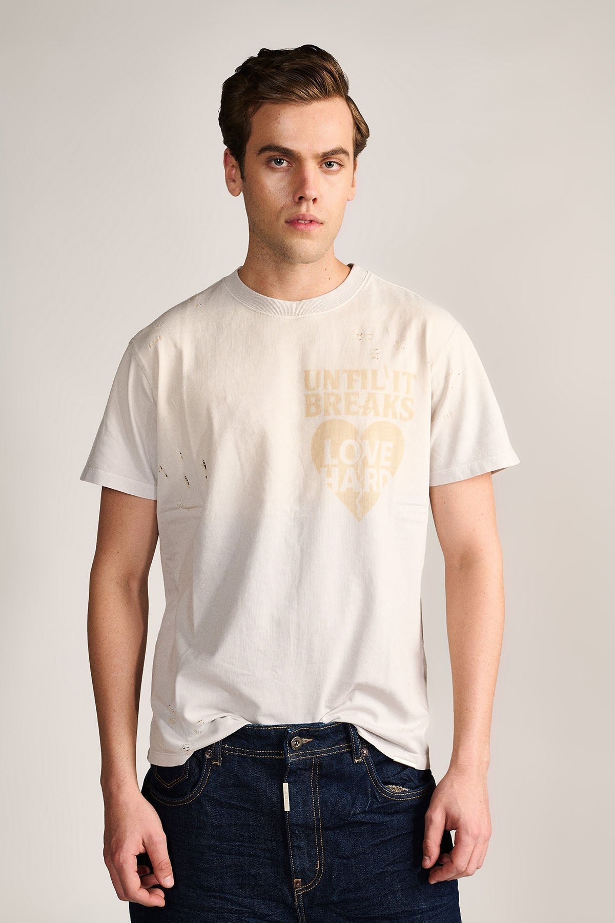 Love Hard Vintage Tee- Dust Grey by Temporary Clo