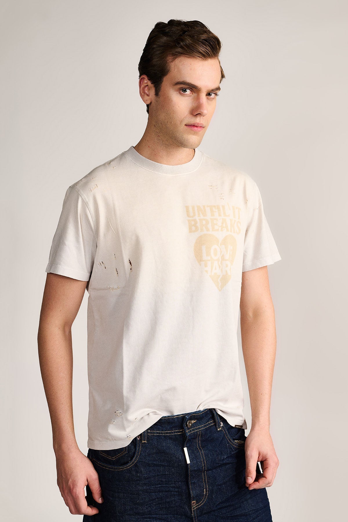 Love Hard Vintage Tee- Dust Grey by Temporary Clo