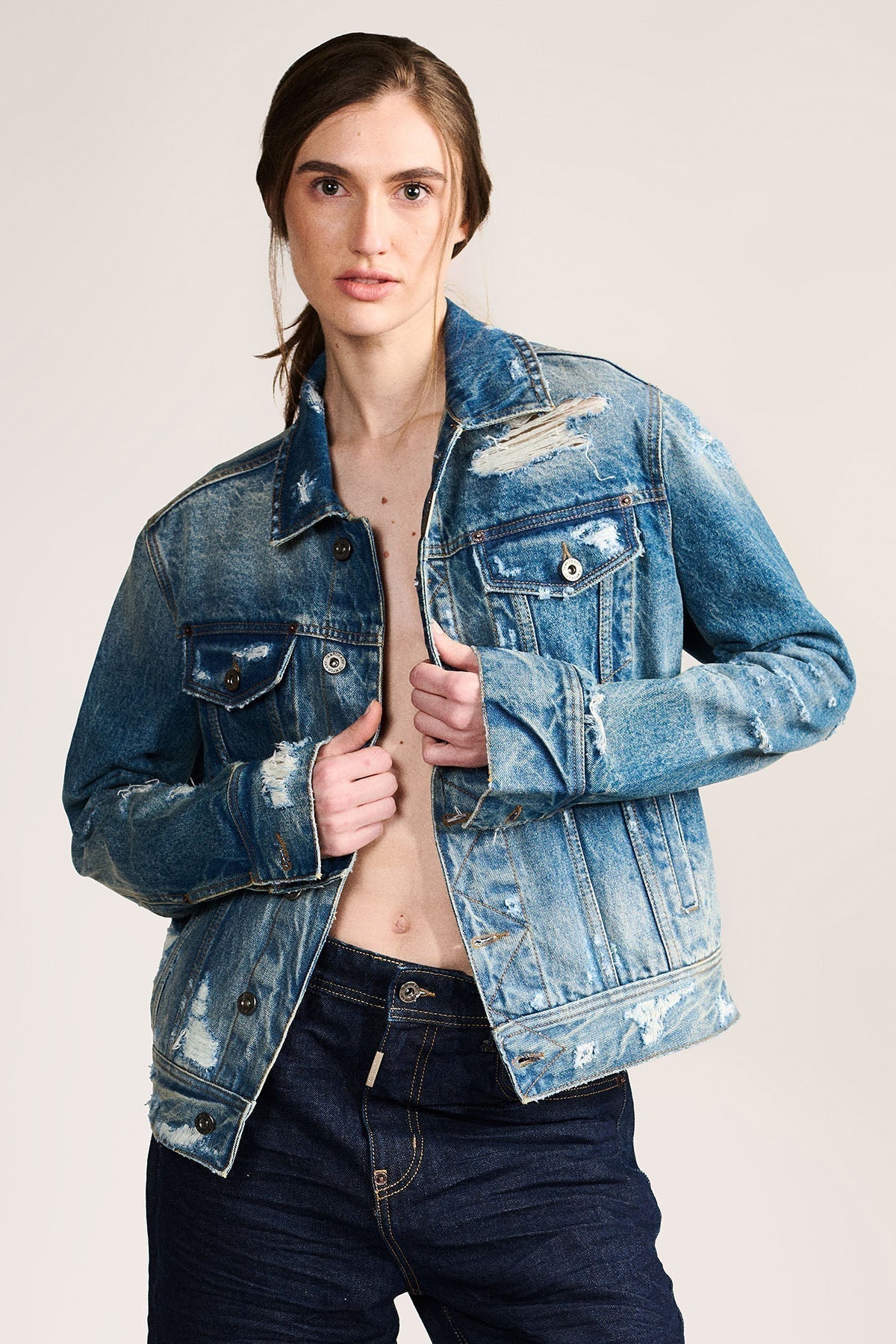 ALREADY LIVED TRUCKER JACKET (UNISEX) by Temporary Clo