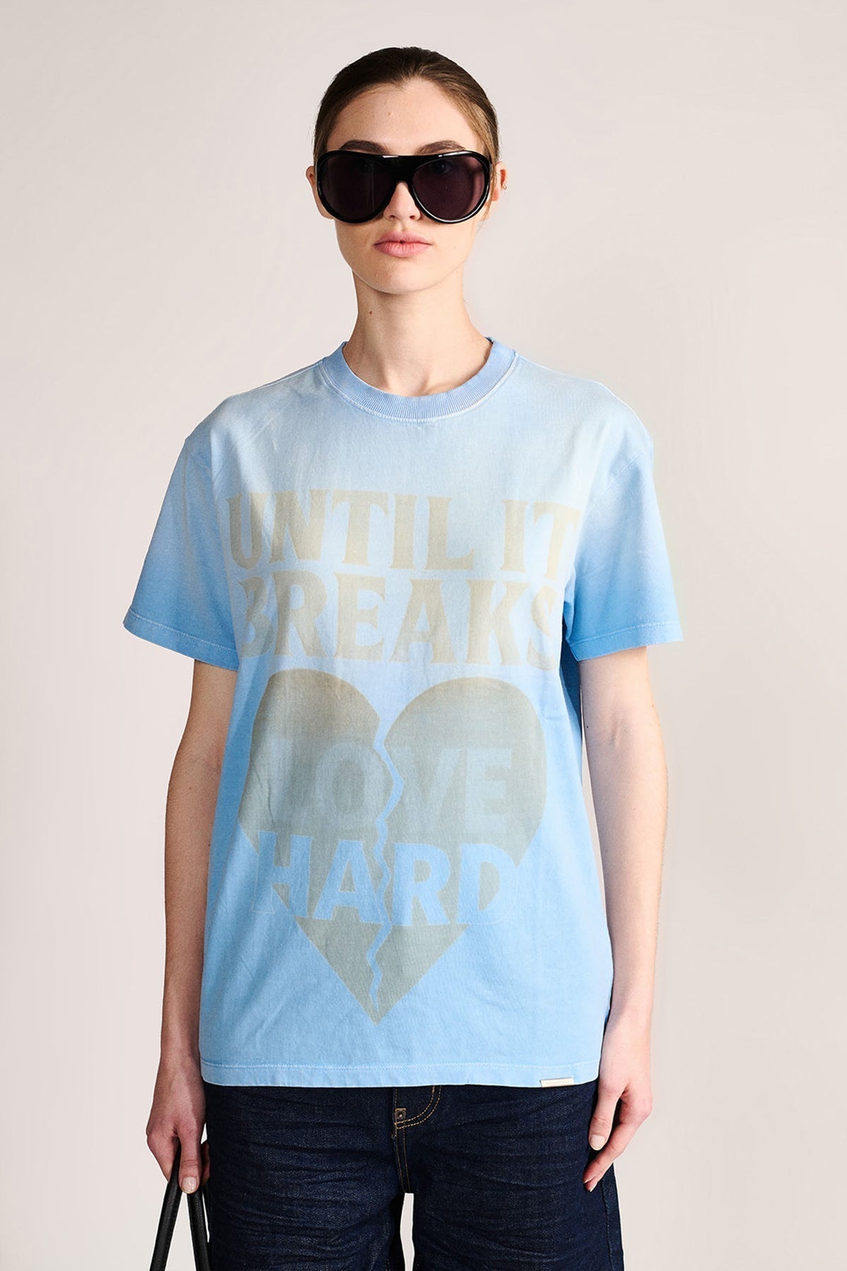 Love Hard Vintage Tee- Dust Blue by Temporary Clo