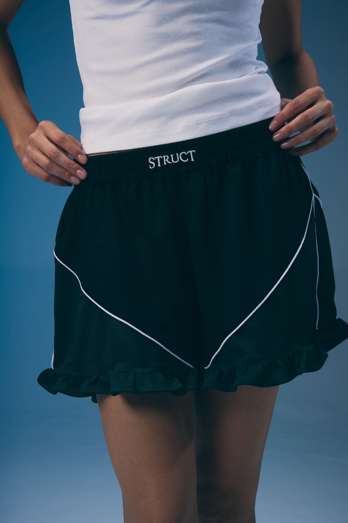 STRUCT SPORTS RUFFLE SHORTS by STRUCT