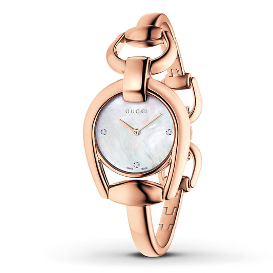 Ladies Gucci YA139508 Rose Gold PVD Horsebit Bangle Watch