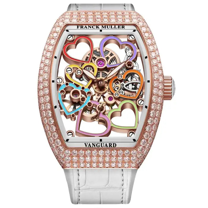 Women’s Franck Muller Heart V 35 S6 SQT HEART COL DRM D (BC)-5N Manual Winding Skeleton Watch