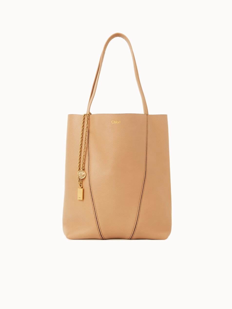 CHLOE Spin tote bag in grained leather Milky Brown by CHLOE