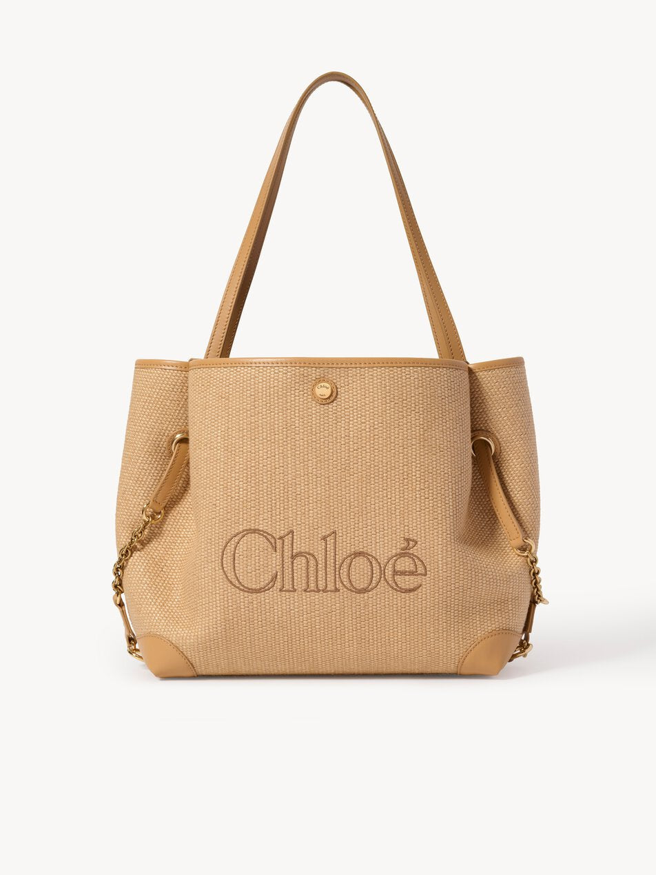 CHLOE Clover double carry bag in raffia-effect fibers Bleached Brown by CHLOE