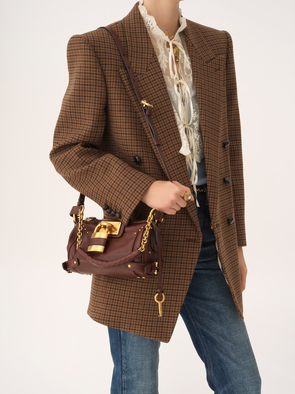 CHLOE Small Paddington chain bag in grained leather Crafty Brown by CHLOE