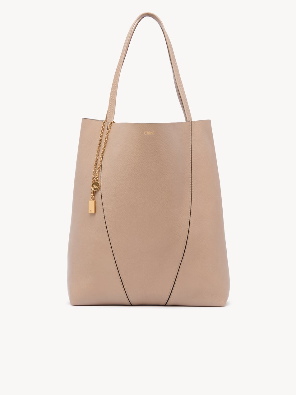 CHLOE Large Chloé Spin tote bag in grained leather Boyish Brown by CHLOE