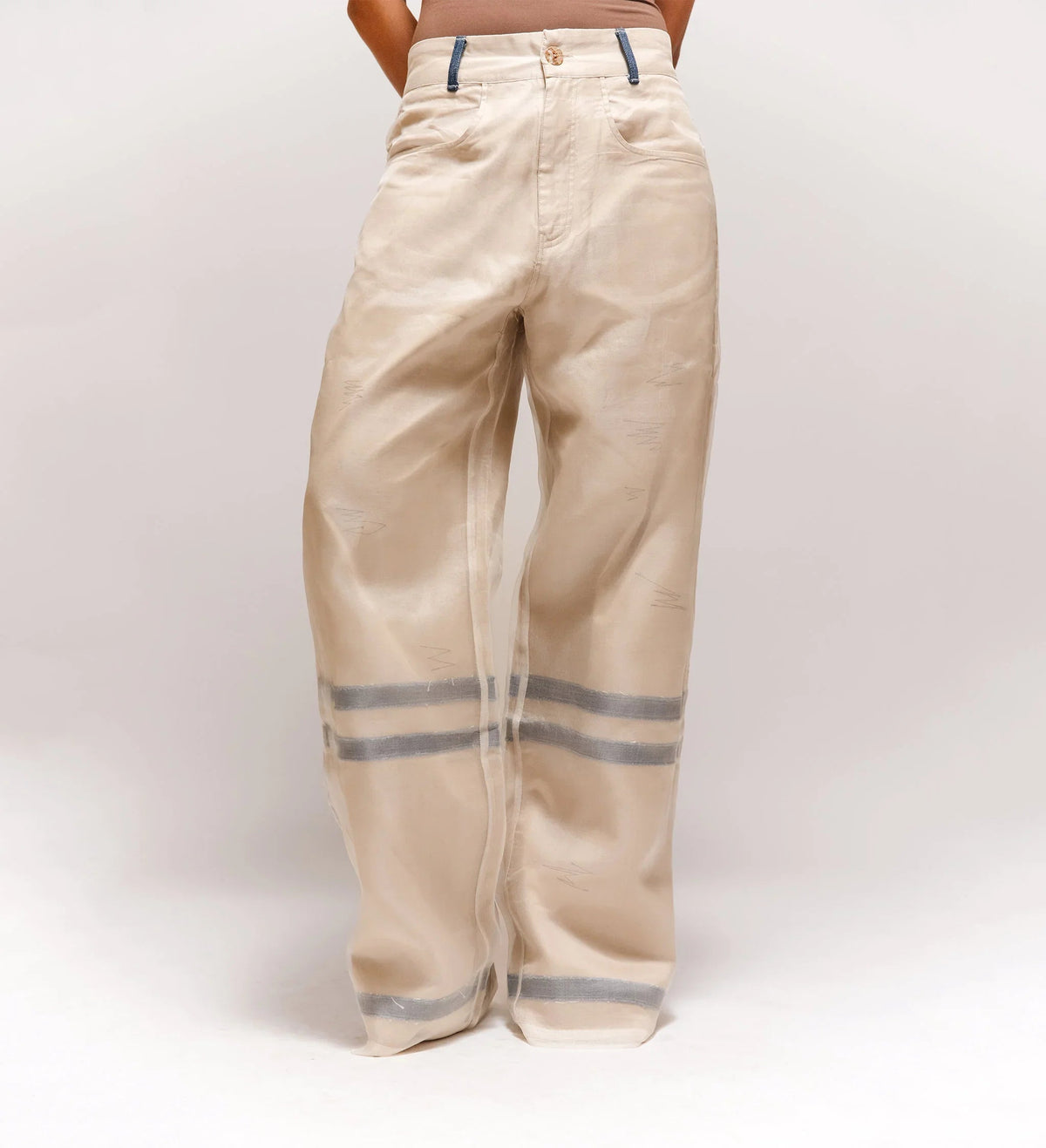 'Veil' Organza Twill Embroidered Pant by Cause & Effect