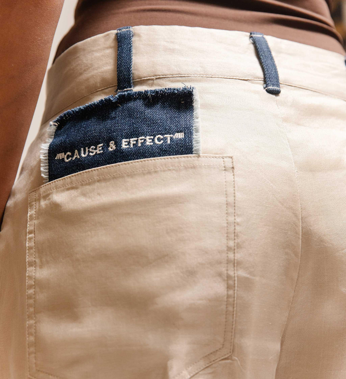 'Veil' Organza Twill Embroidered Pant by Cause & Effect