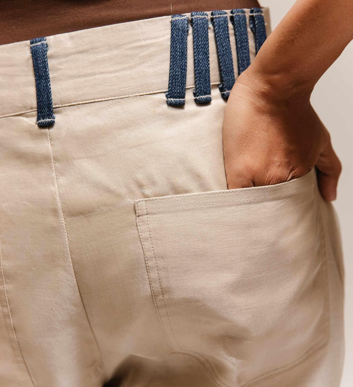 'Veil' Organza Twill Embroidered Pant by Cause & Effect