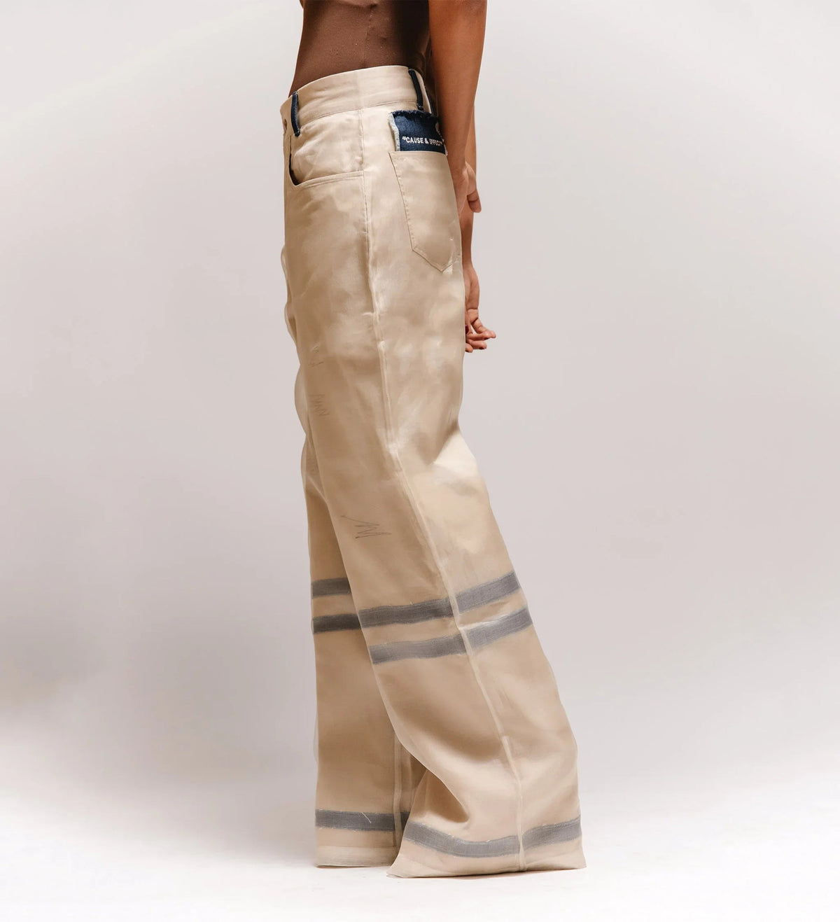 'Veil' Organza Twill Embroidered Pant by Cause & Effect