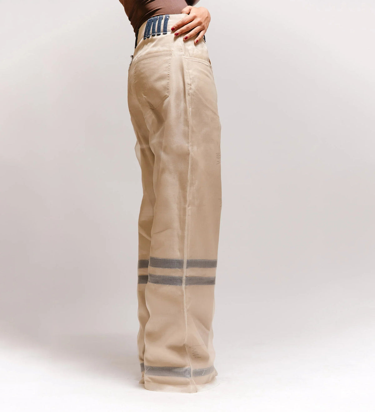 'Veil' Organza Twill Embroidered Pant by Cause & Effect