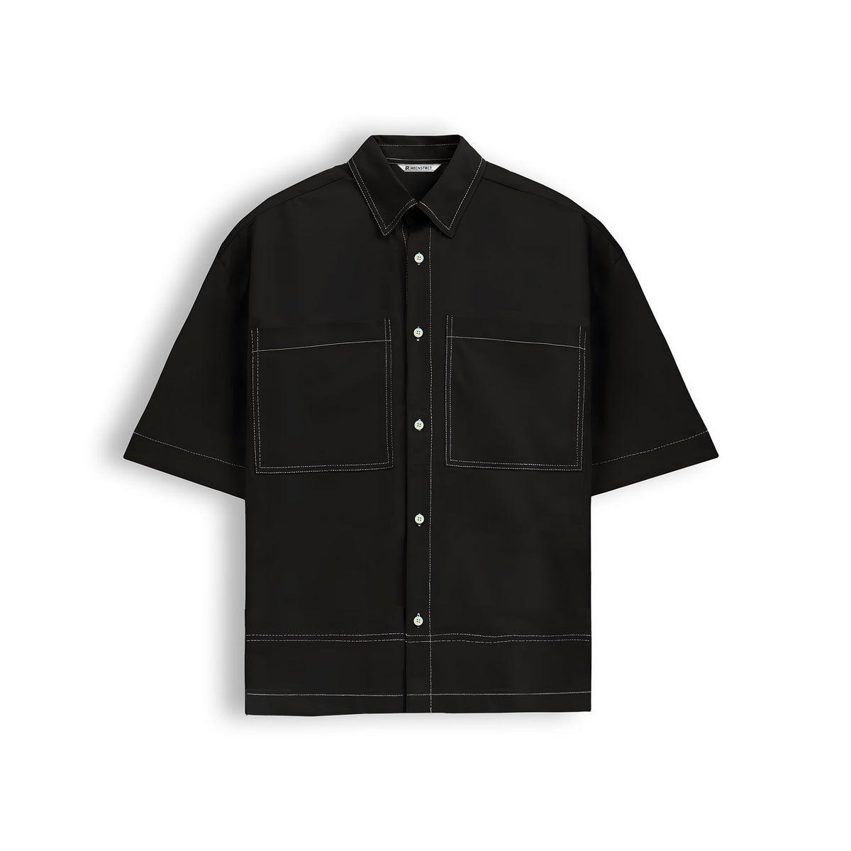 Void contrast stichline shirt - Jet black by RECNSTRCT