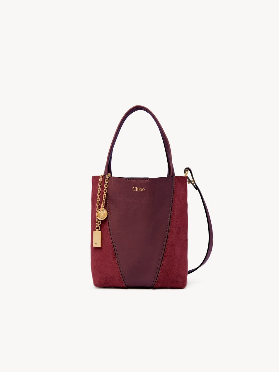 CHLOE Small Chloé Spin tote bag in suede & soft leather Burnt Red by CHLOE