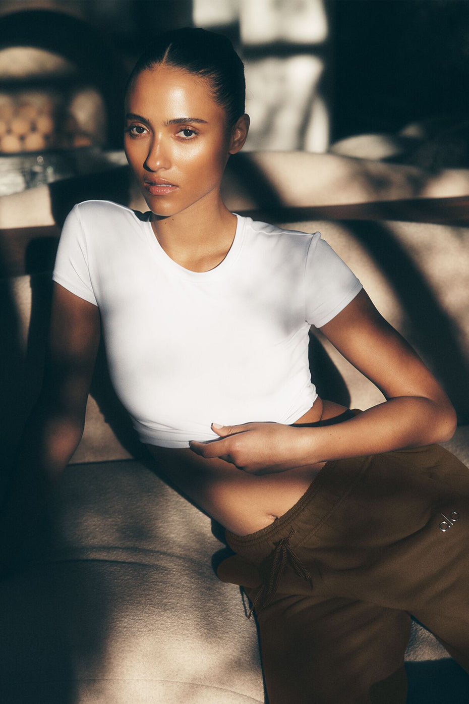 Alosoft Crop Finesse Short Sleeve - White (W1406R)